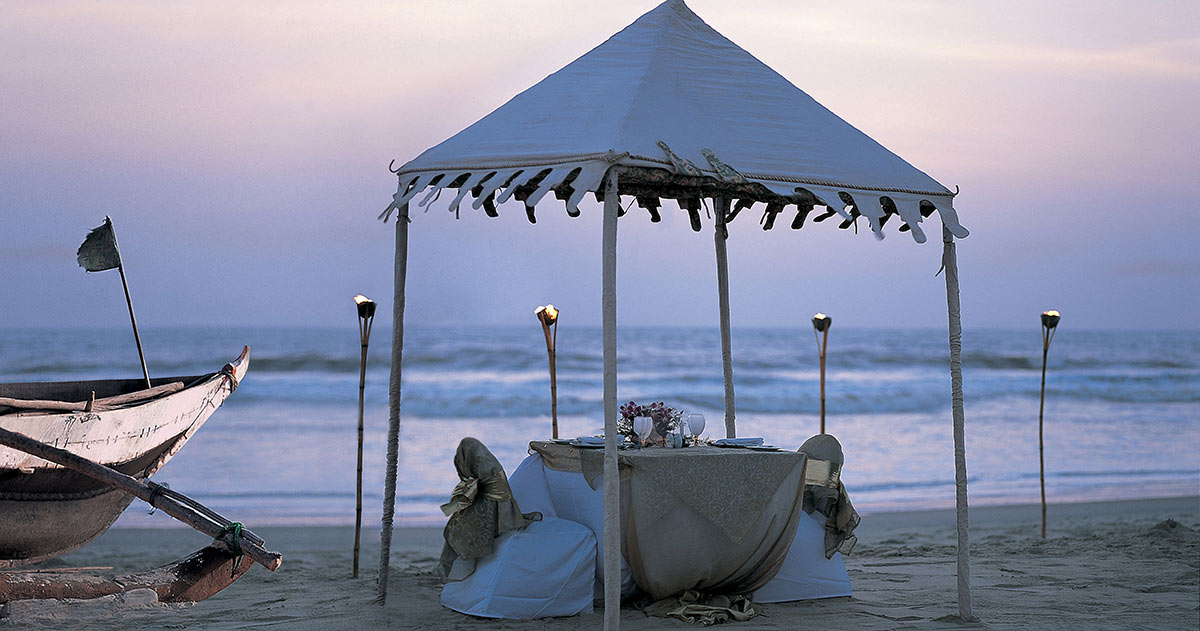 Private dining on beach